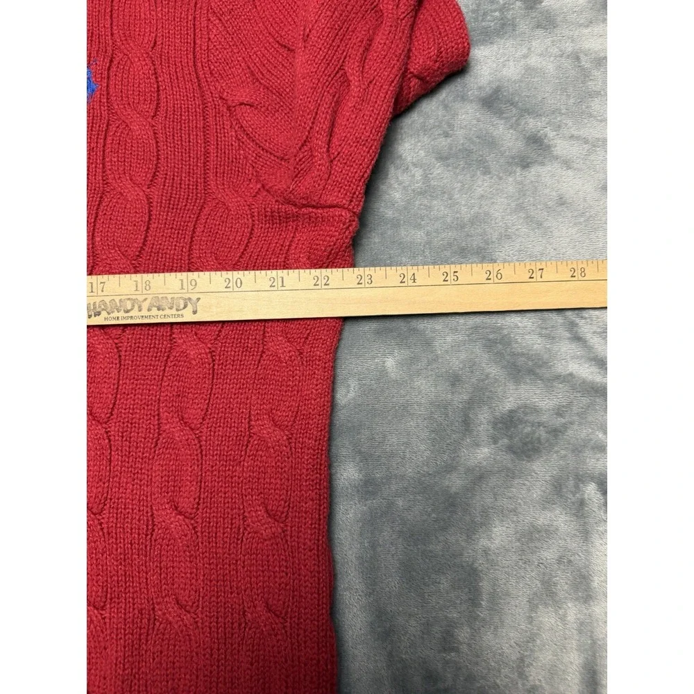 VTG Polo Ralph Lauren Cable Knit Sweater Men Red Size XL Cotton Crewneck